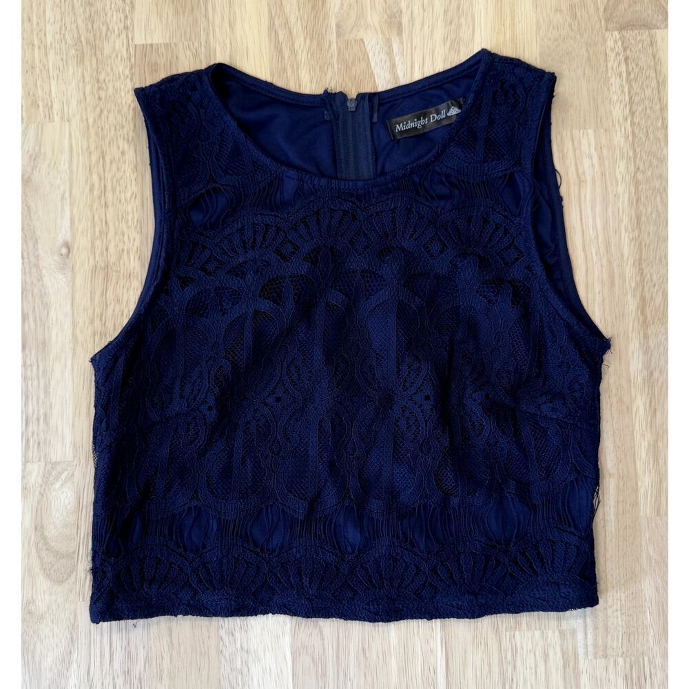 Midnight Doll‎ Navy Lace Crop Top size 7